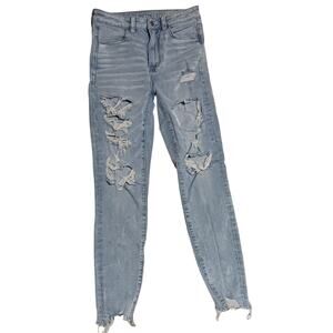 American Eagle Highest Rise Jeggings Distressed Ripped Womens Size 4 25Wx26L